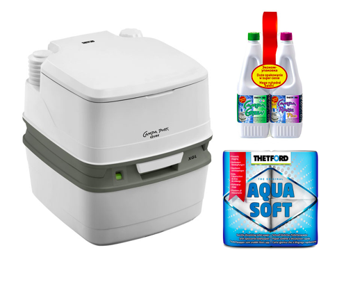Zestaw toaleta turystyczna Thetford Porta Potti XGL + płyny + papier toaletowy.jpeg